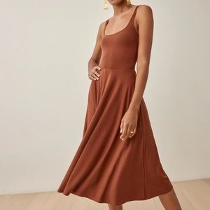 Reformation Rou dress chestnut brown knit midi dress S small